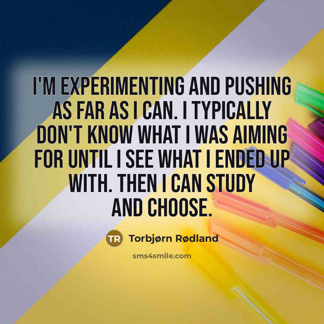 “I'm experimenting and pushing as far as I can. I typically don't know what I was aiming for until I see what I ended up with. Then I can study and choose.” quote by Torbjørn Rødland