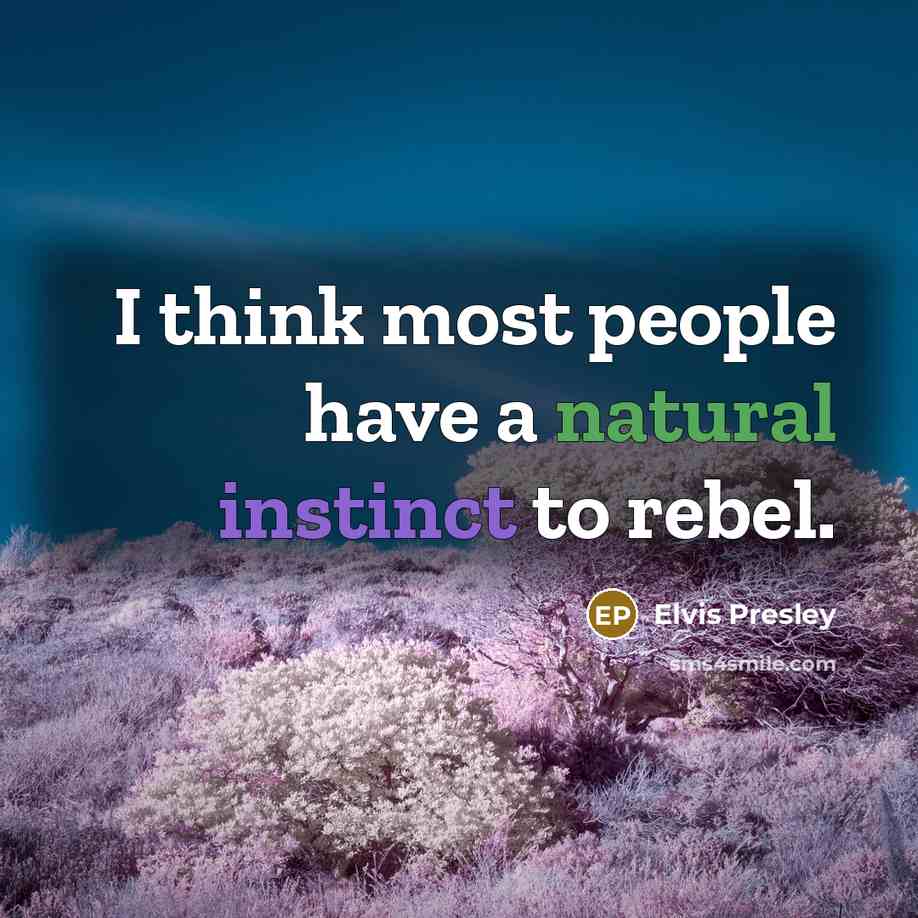 “I think most people have a natural instinct to rebel.” quote by Elvis Presley