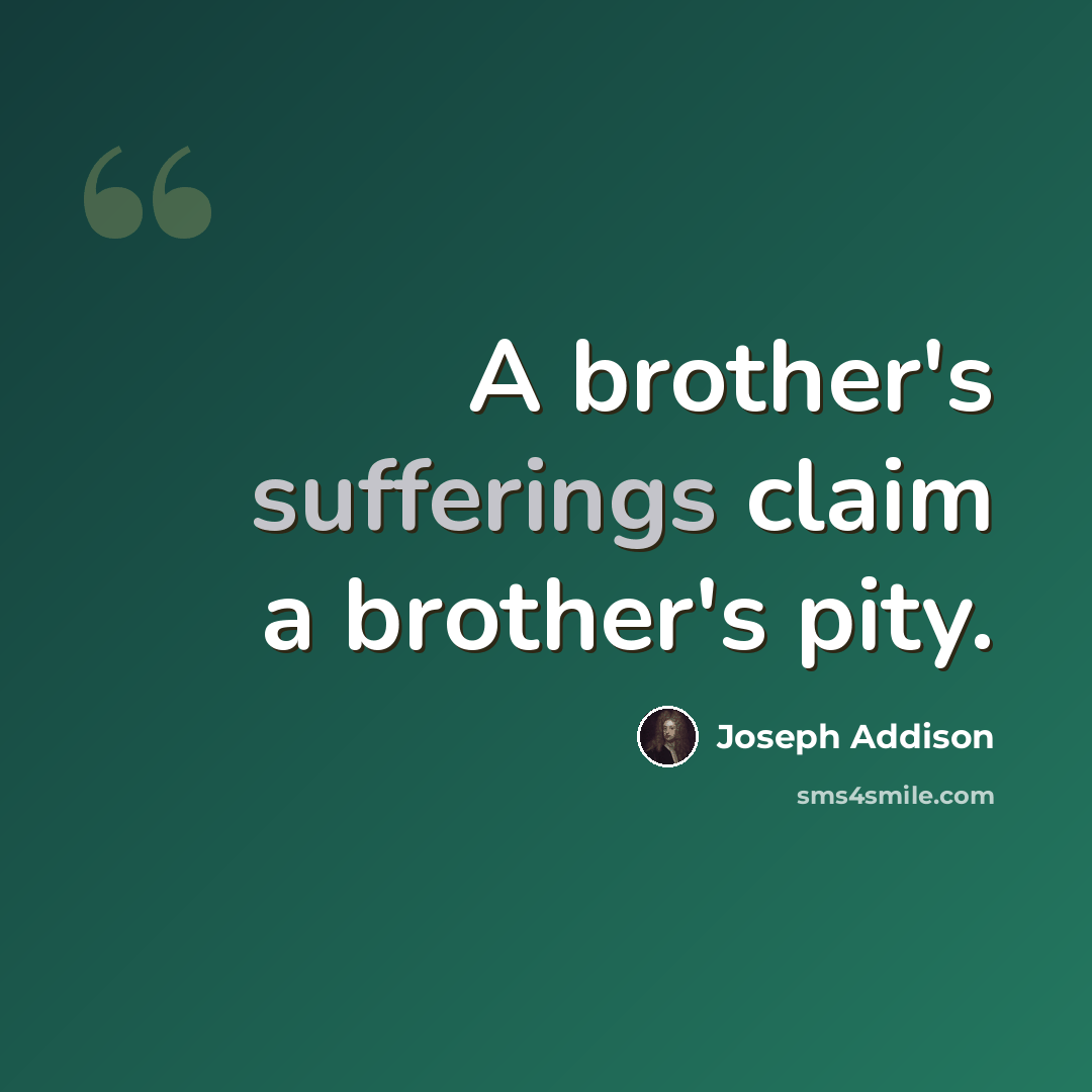 “A brother's sufferings claim a brother's pity.” quote by Joseph Addison