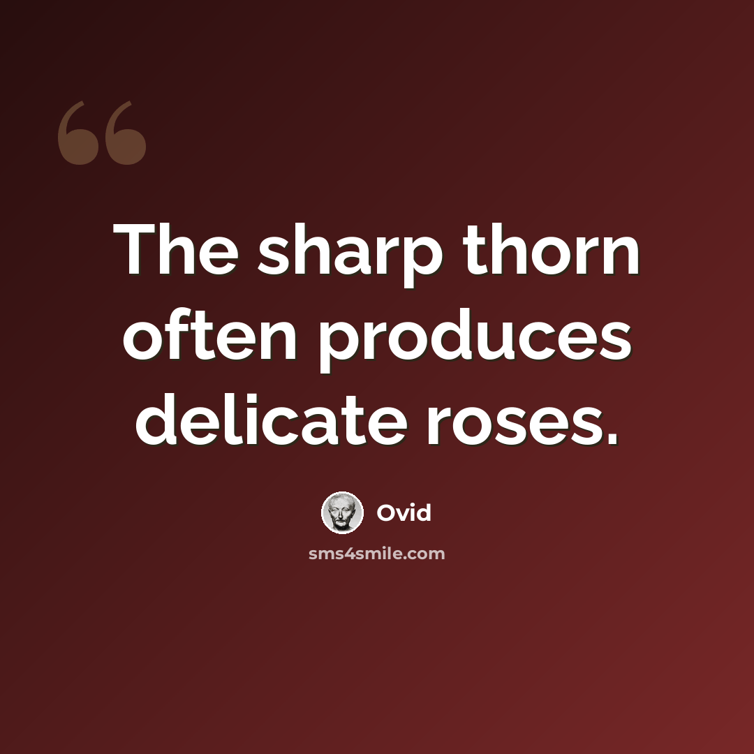 “The sharp thorn often produces delicate roses.” quote by Ovid