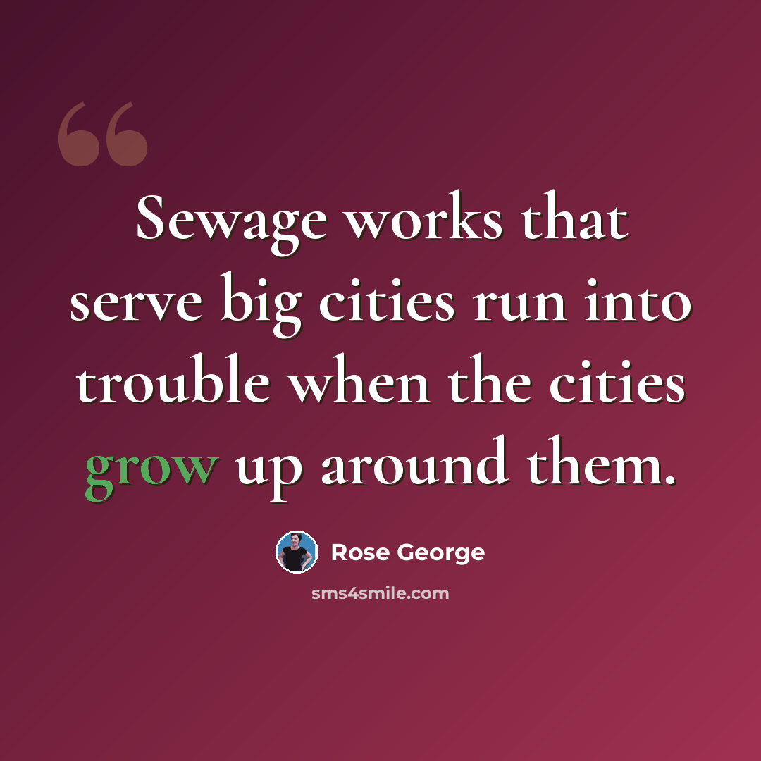 “Sewage works that serve big cities run into trouble when the cities grow up around them.” quote by Rose George