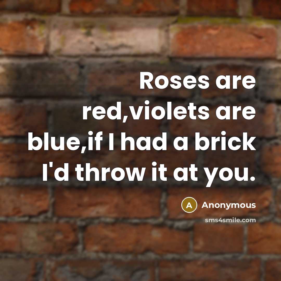 “Roses are red,violets are blue,if I had a brick I'd throw it at you.” quote by Anonymous