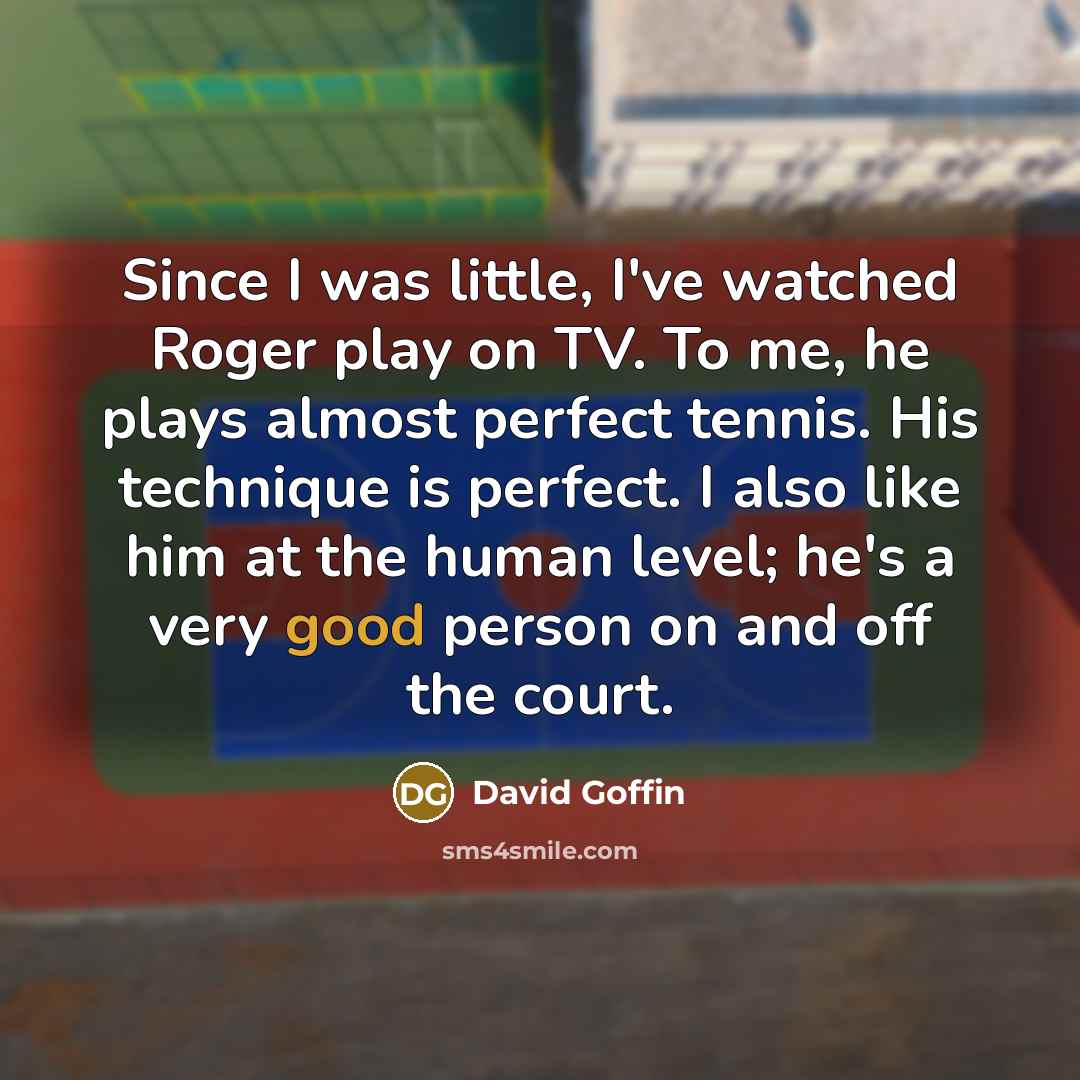 “Since I was little, I've watched Roger play on TV. To me, he plays almost perfect tennis. His technique is perfect. I also like him at the human level; he's a very good person on and off the court.” quote by David Goffin