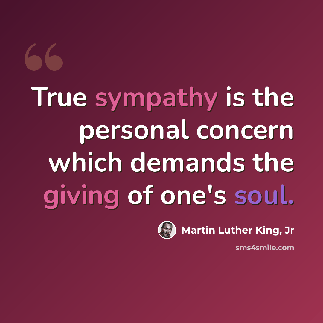 “True sympathy is the personal concern which demands the giving of one's soul.” quote by Martin Luther King, Jr