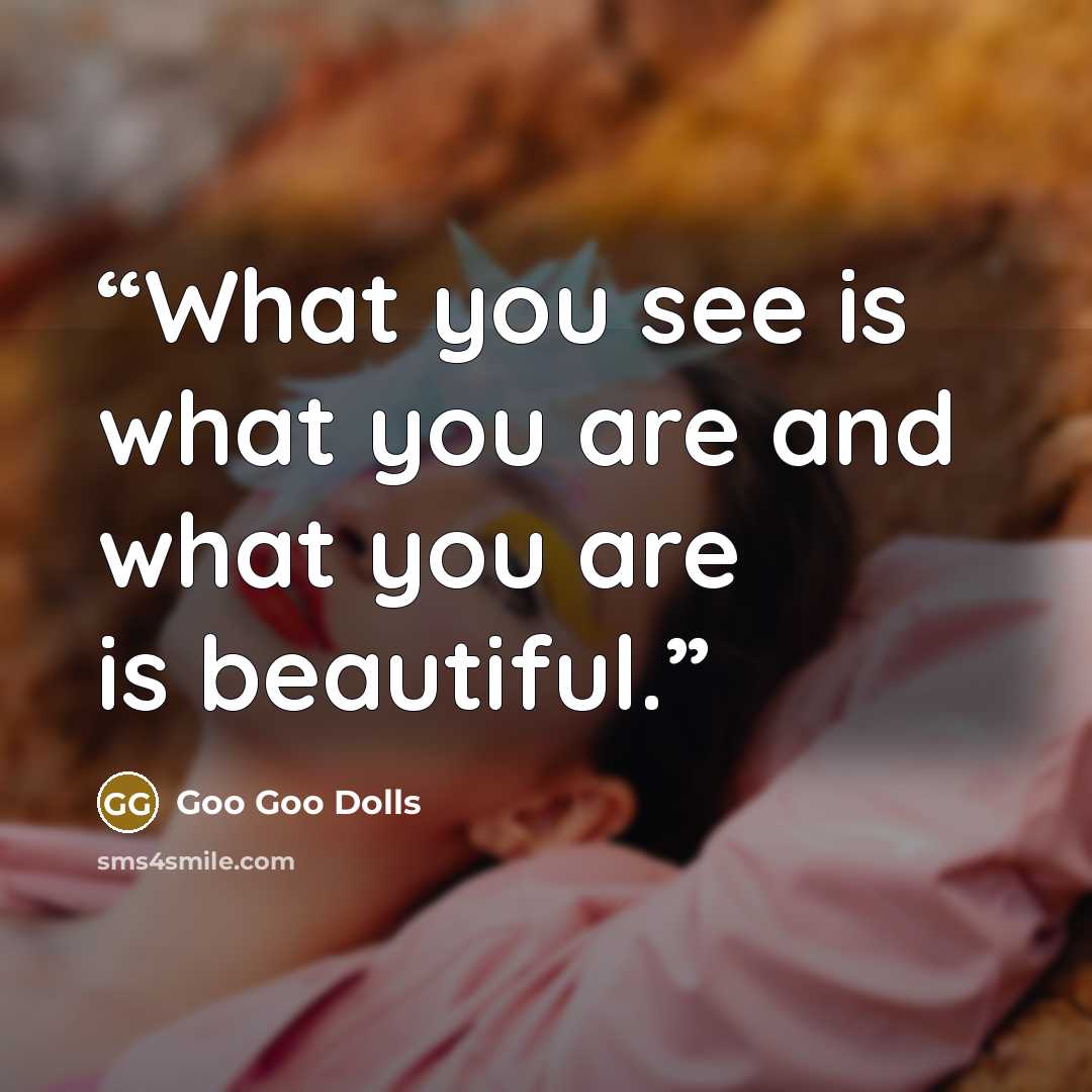 “What you see is what you are and what you are is beautiful.” quote by Goo Goo Dolls