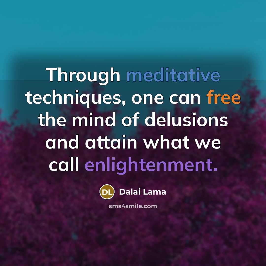 “Through meditative techniques, one can free the mind of delusions and attain what we call enlightenment.” quote by Dalai Lama
