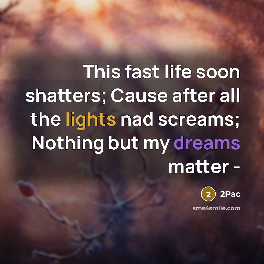 “This fast life soon shatters; Cause after all the lights nad screams; Nothing but my dreams matter -” quote by 2pac