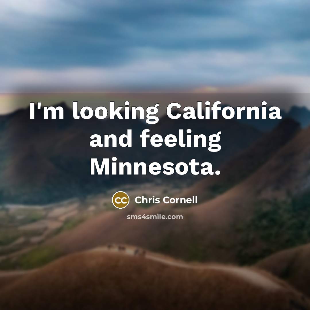 “I'm looking California and feeling Minnesota.” quote by Chris Cornell