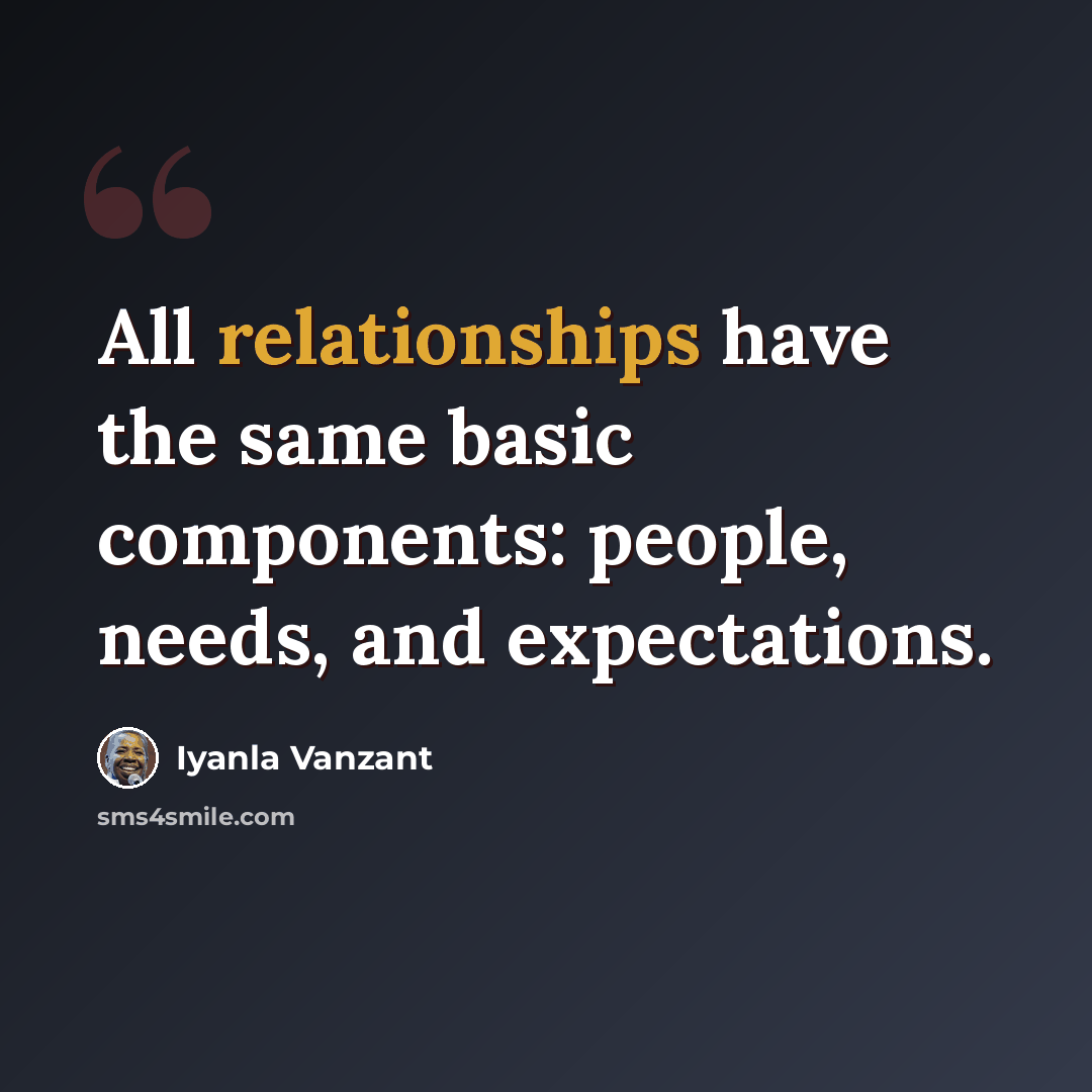 “All relationships have the same basic components: people, needs, and expectations.” quote by Iyanla Vanzant