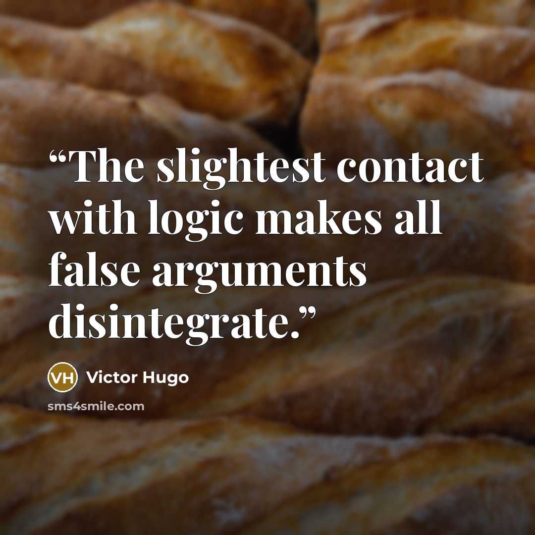 “The slightest contact with logic makes all false arguments disintegrate.” quote by Victor Hugo