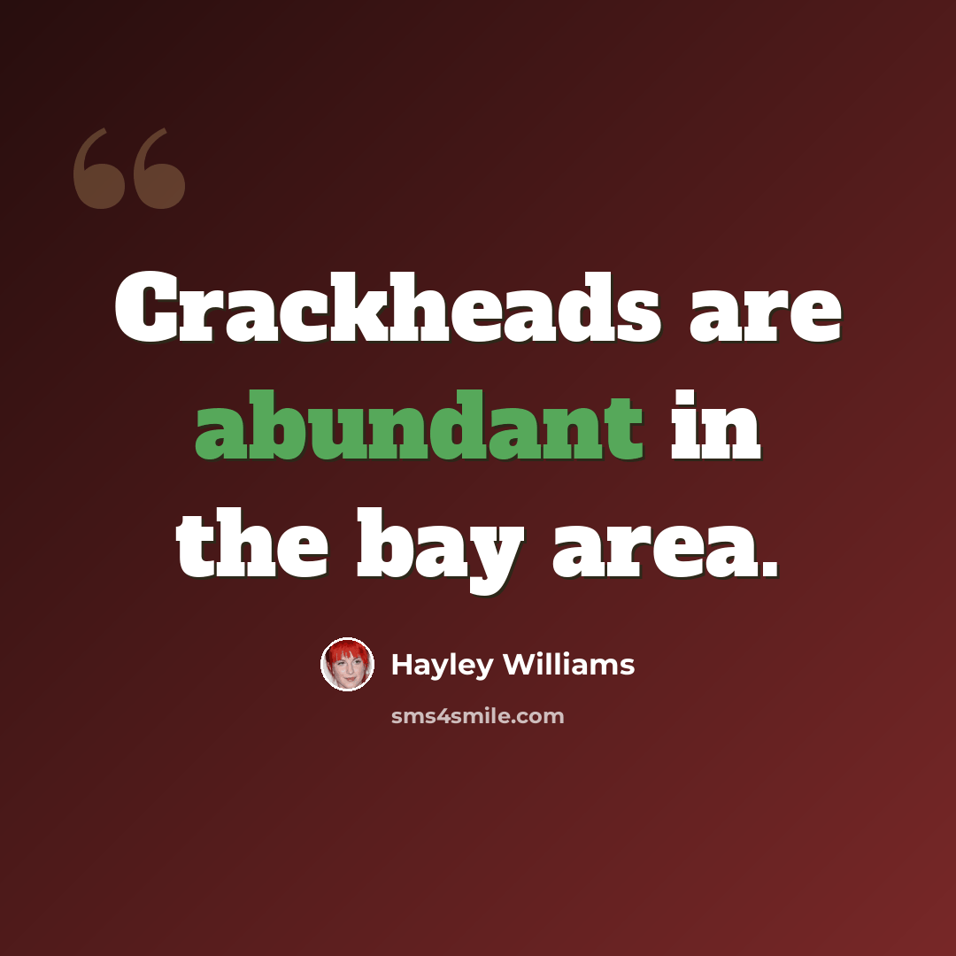 “Crackheads are abundant in the bay area.” quote by Hayley Williams