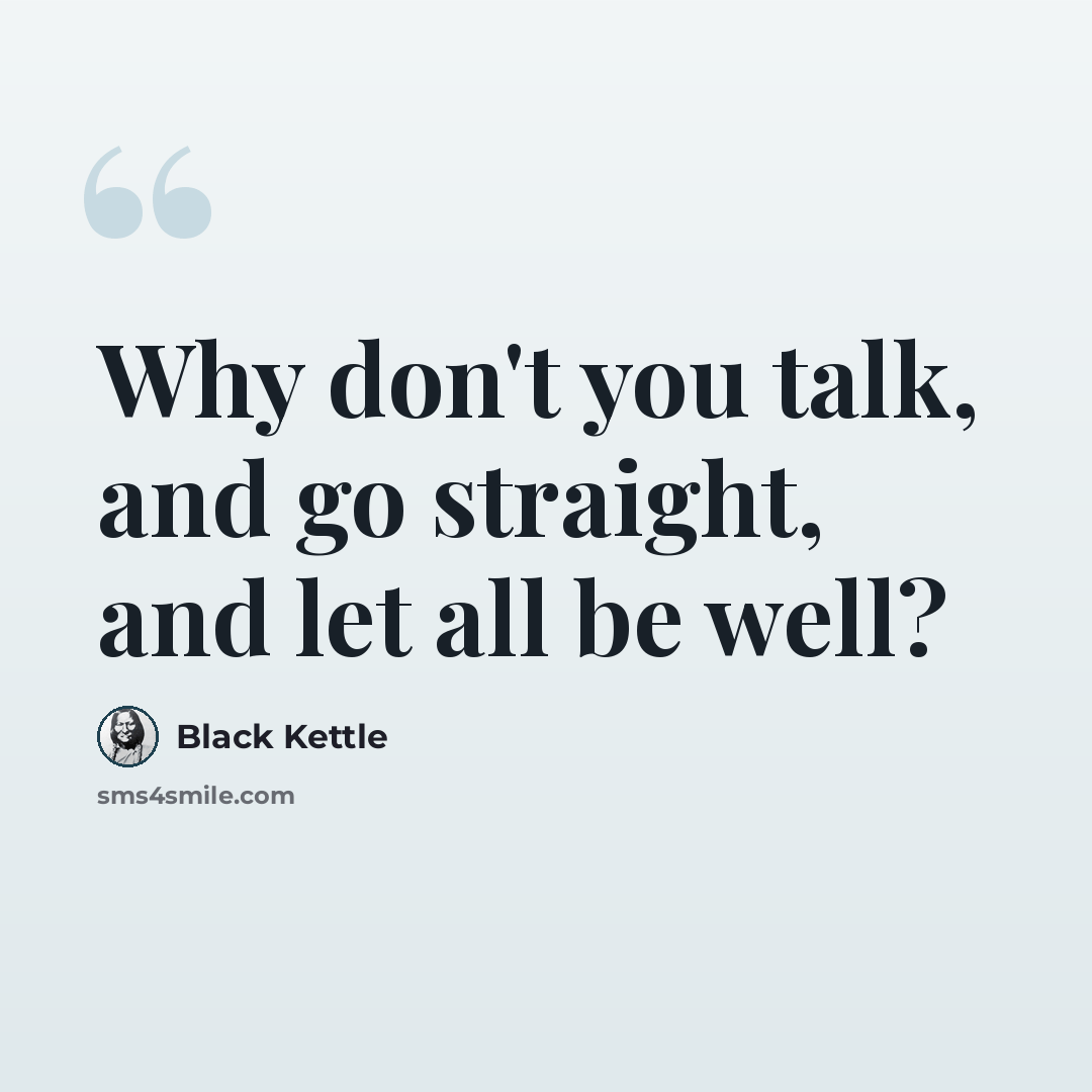 “Why don't you talk, and go straight, and let all be well?” quote by Black Kettle