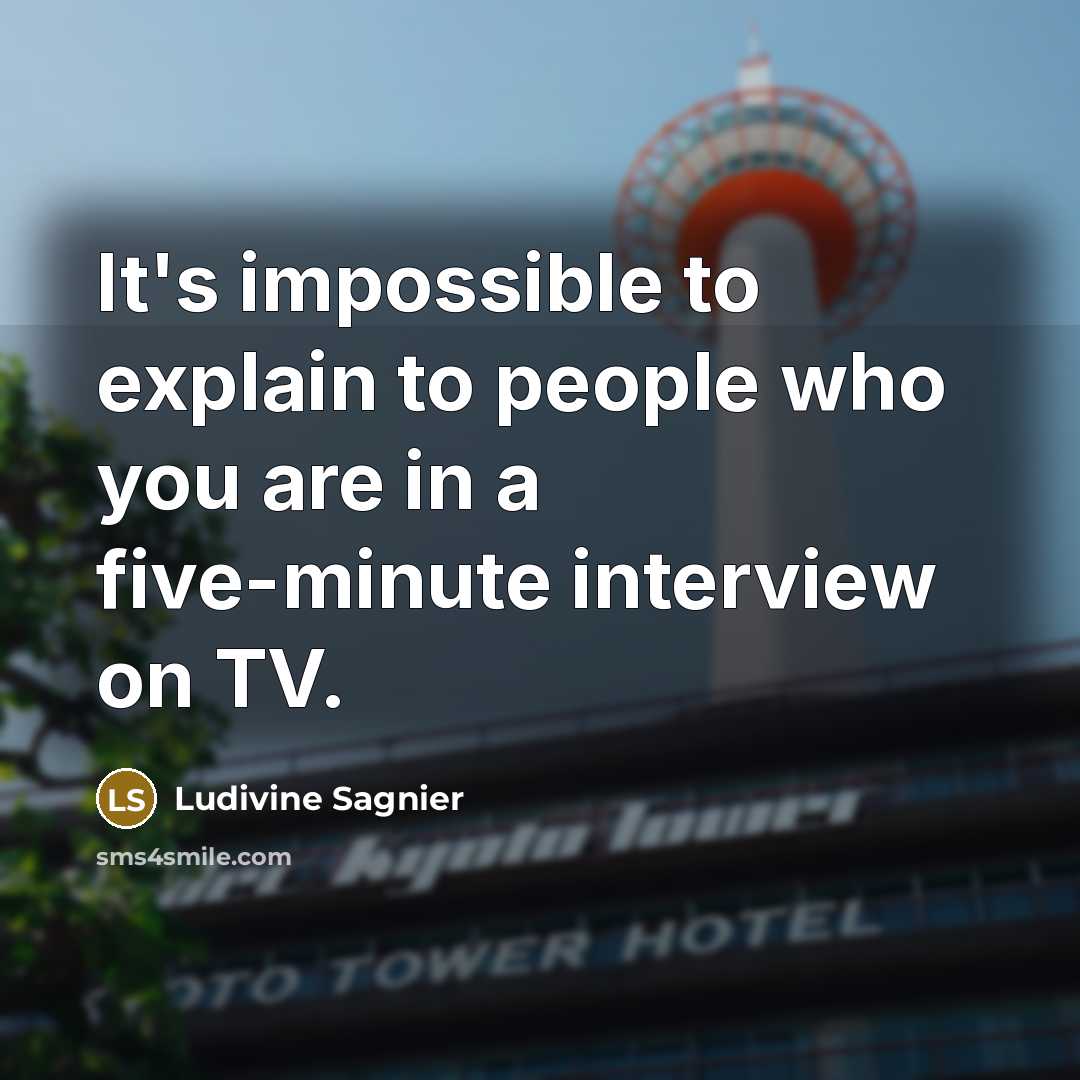 “It's impossible to explain to people who you are in a five-minute interview on TV.” quote by Ludivine Sagnier