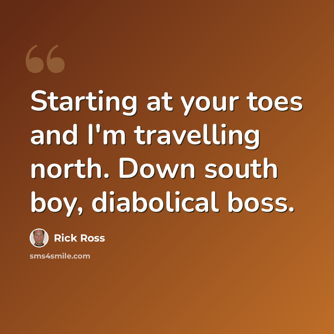 “Starting at your toes and I'm travelling north. Down south boy, diabolical boss.” quote by Rick Ross