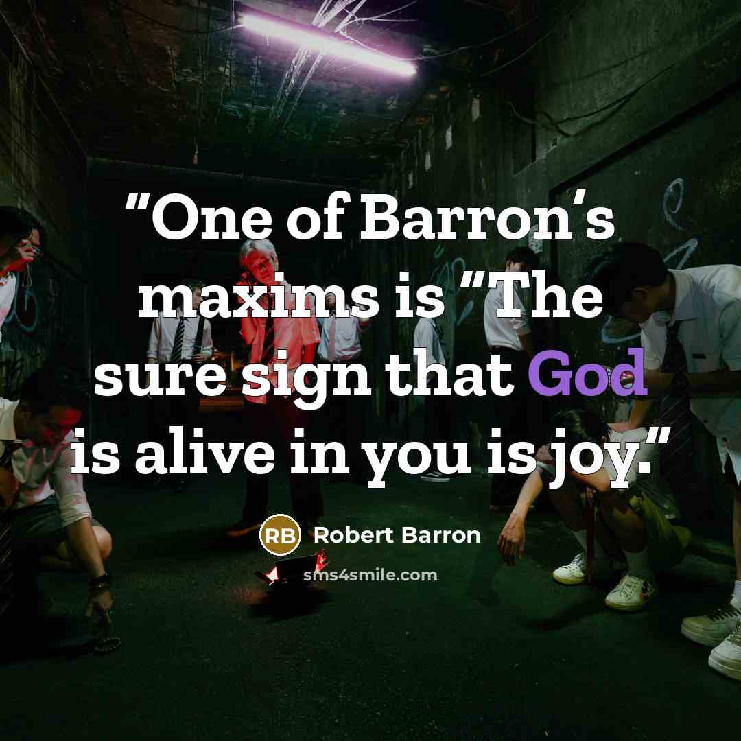 “One of Barron’s maxims is “The sure sign that God is alive in you is joy.” quote by Robert Barron