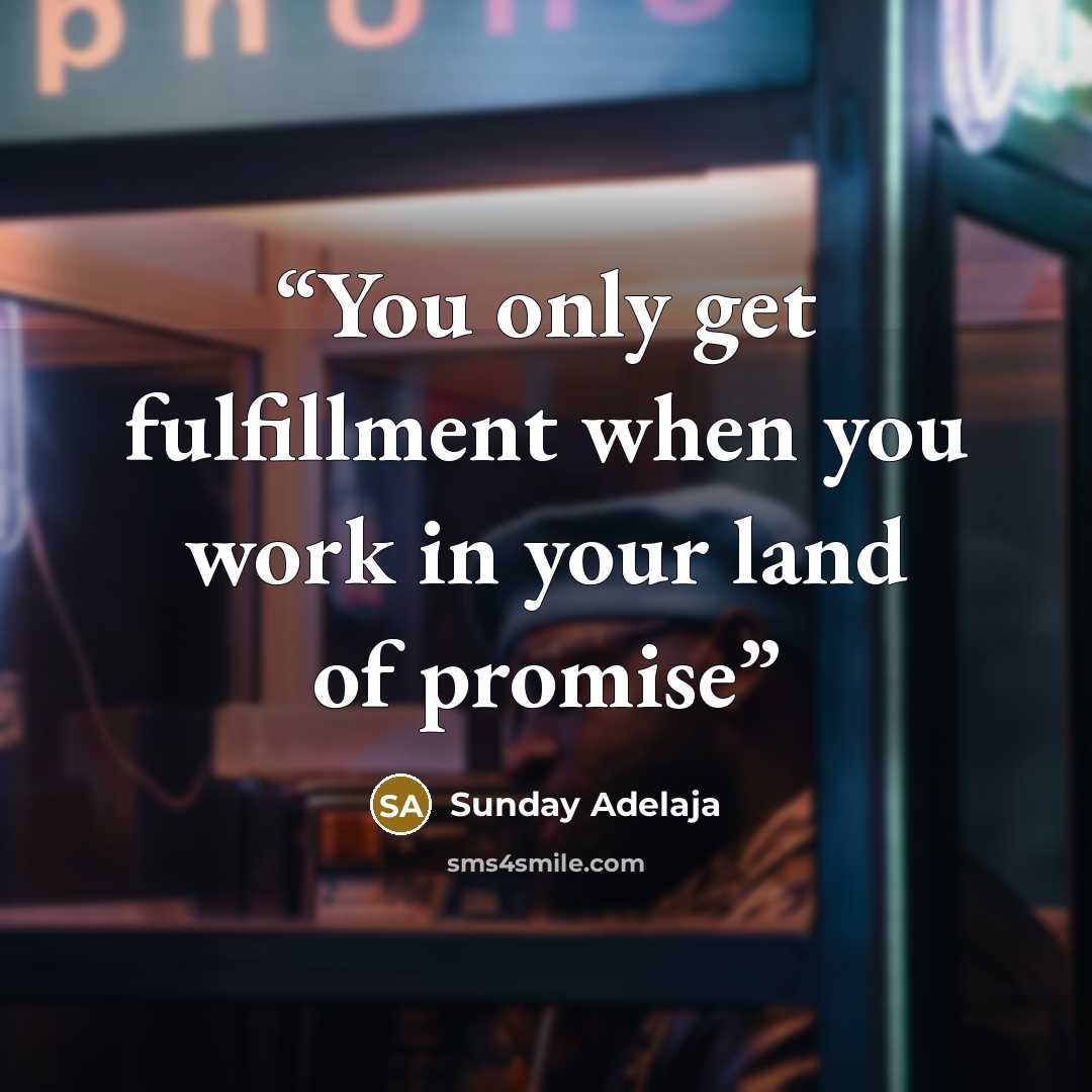 “You only get fulfillment when you work in your land of promise” quote by Sunday Adelaja