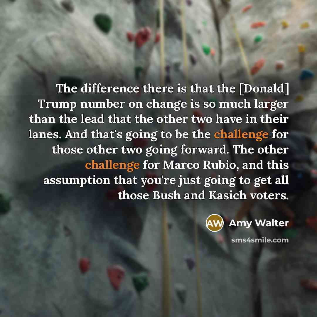 “The difference there is that the [Donald] Trump number on change is so much larger than the lead that the other two have in their lanes. And that's going to be the challenge for those other two going forward. The other challenge for Marco Rubio, and this assumption that you're just going to get…” quote by Amy Walter