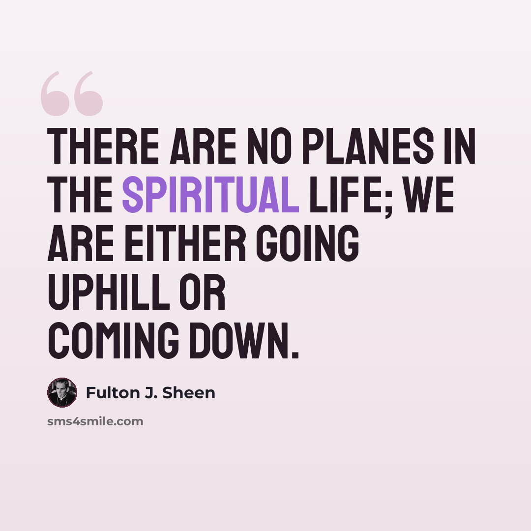 “There are no planes in the spiritual life; we are either going uphill or coming down.” quote by Fulton J. Sheen
