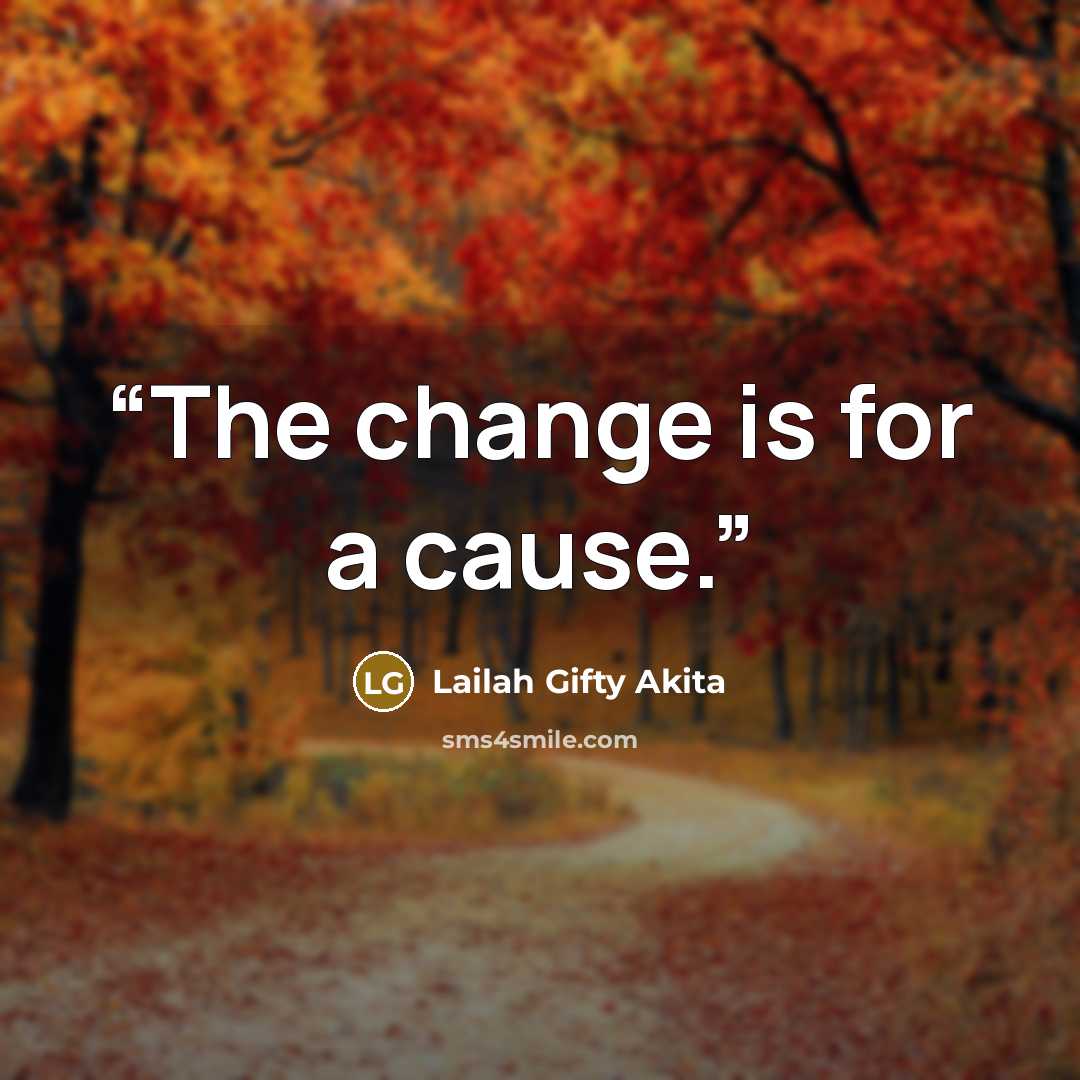 “The change is for a cause.” quote by Lailah Gifty Akita