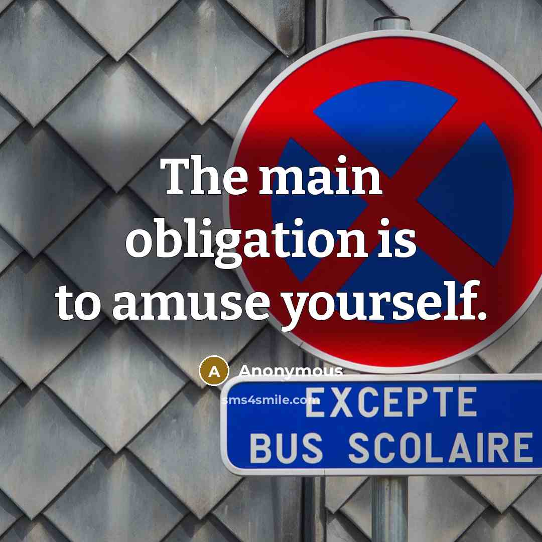 “The main obligation is to amuse yourself.” quote by Anonymous