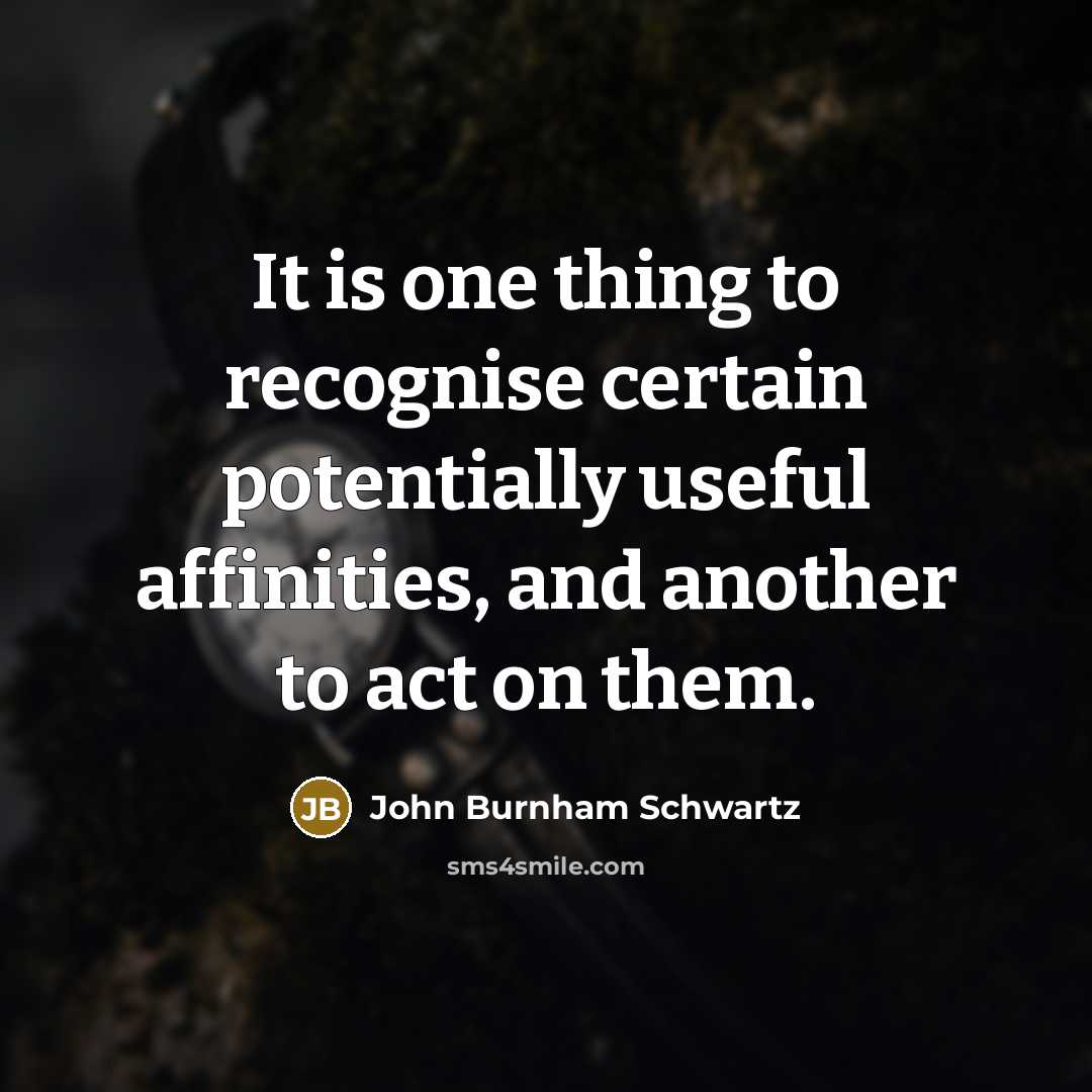 “It is one thing to recognise certain potentially useful affinities, and another to act on them.” quote by John Burnham Schwartz