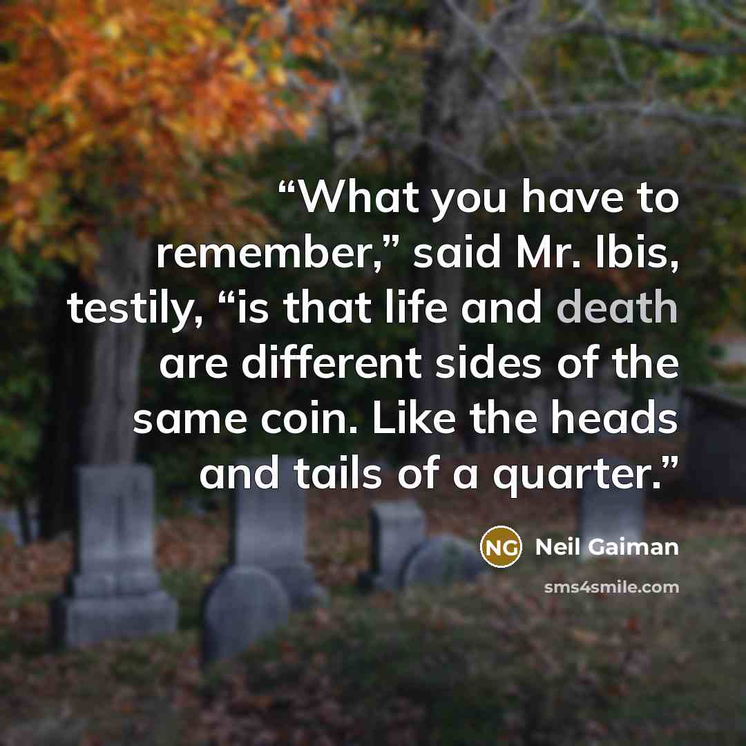 “What you have to remember,” said Mr. Ibis, testily, “is that life and death are different sides of the same coin. Like the heads and tails of a quarter.” quote by Neil Gaiman