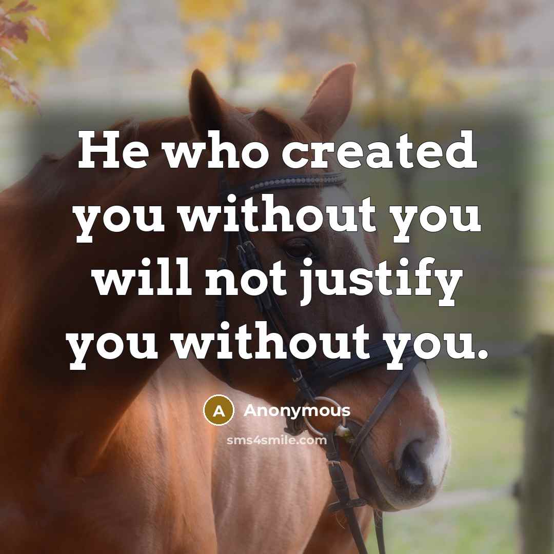 “He who created you without you will not justify you without you.” quote by Anonymous