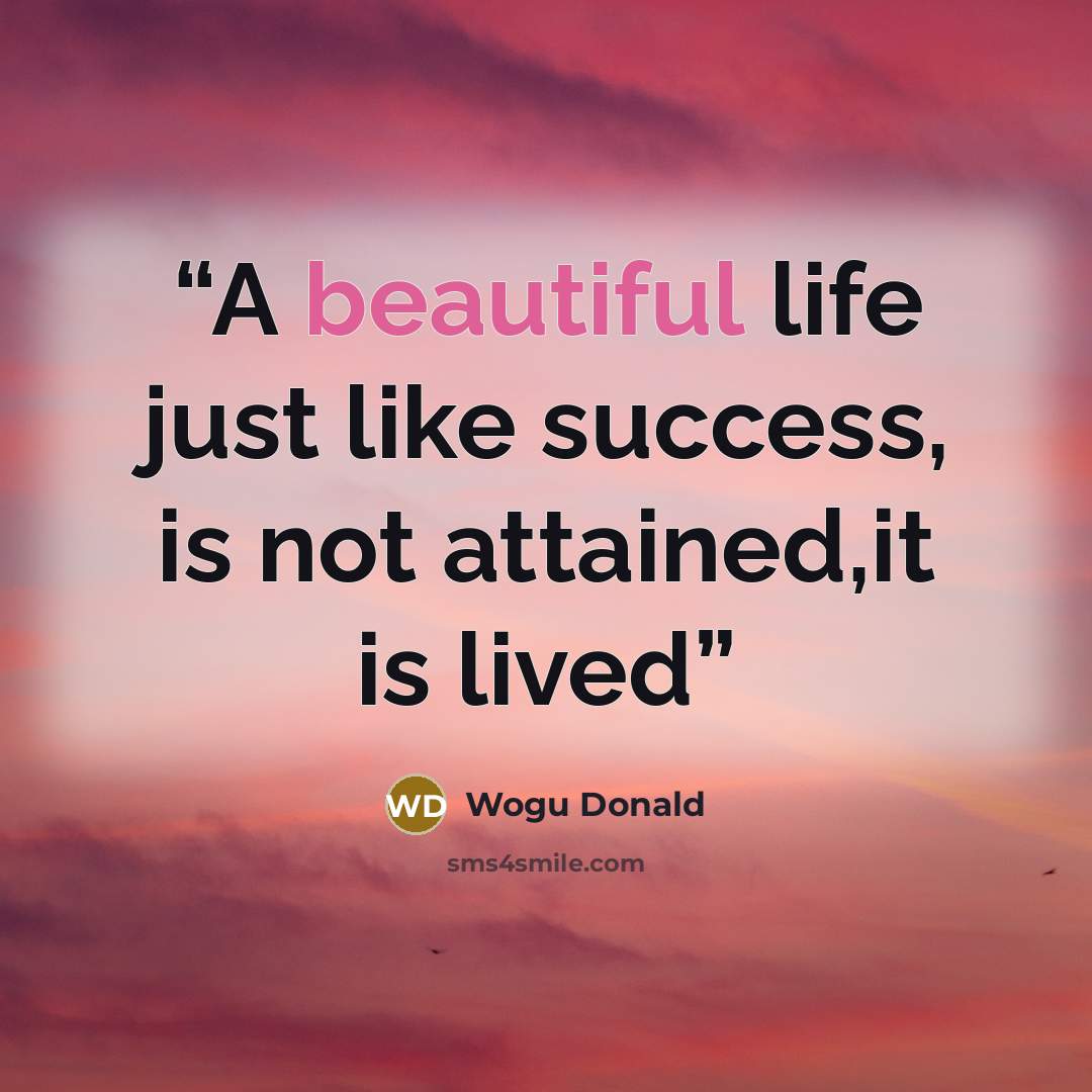 “A beautiful life just like success, is not attained,it is lived” quote by Wogu Donald