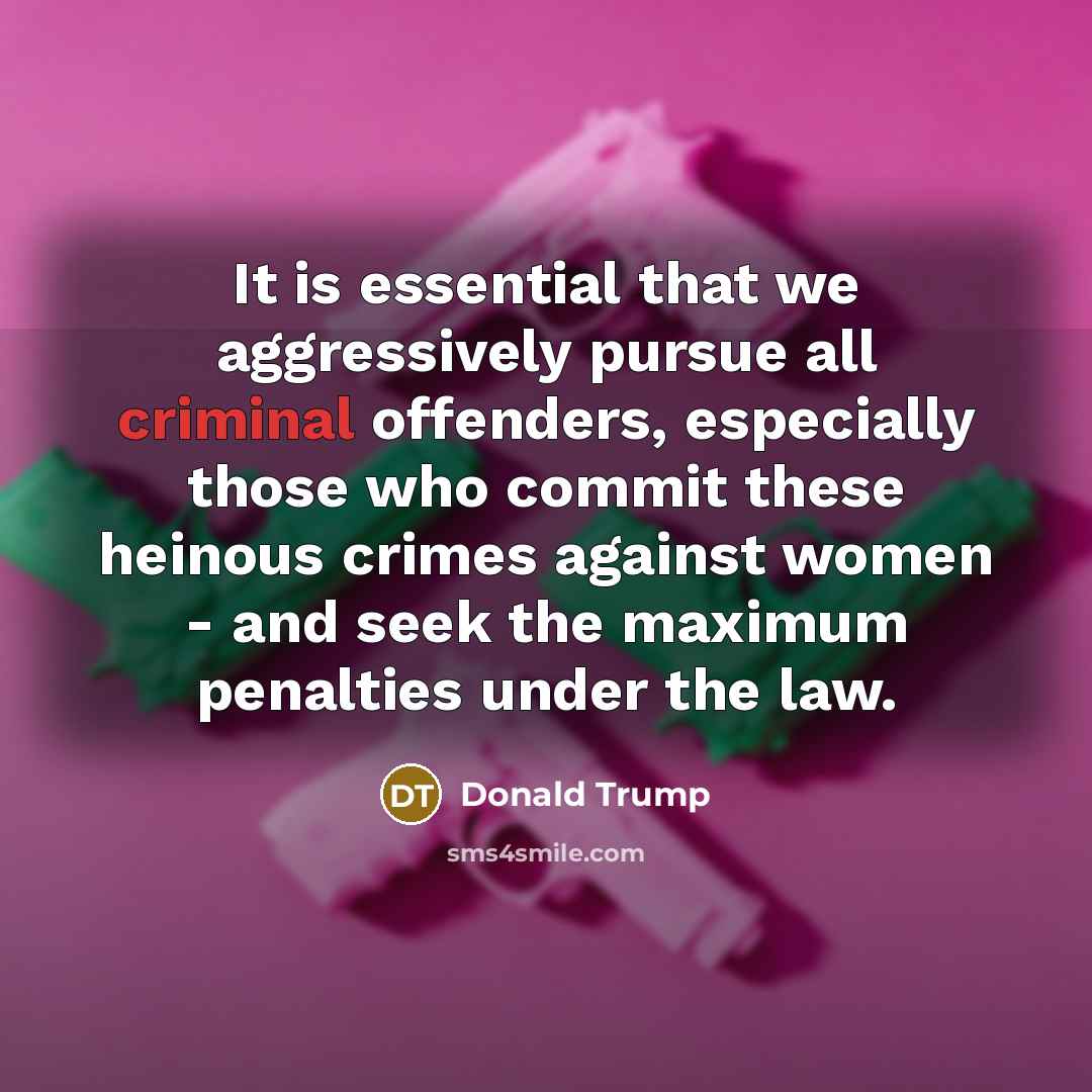 “It is essential that we aggressively pursue all criminal offenders, especially those who commit these heinous crimes against women - and seek the maximum penalties under the law.” quote by Donald Trump