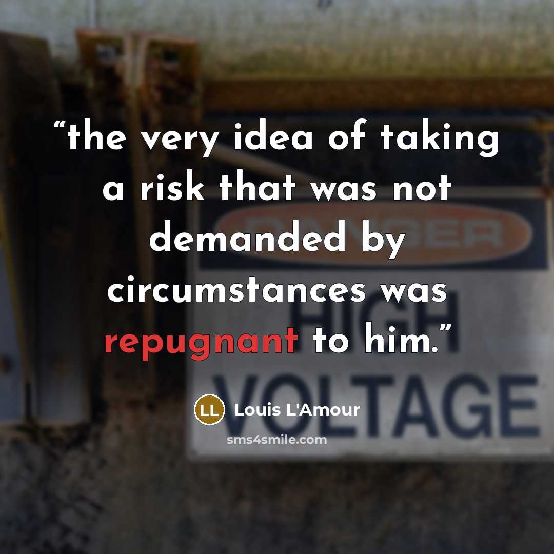 “the very idea of taking a risk that was not demanded by circumstances was repugnant to him.” quote by Louis L'Amour