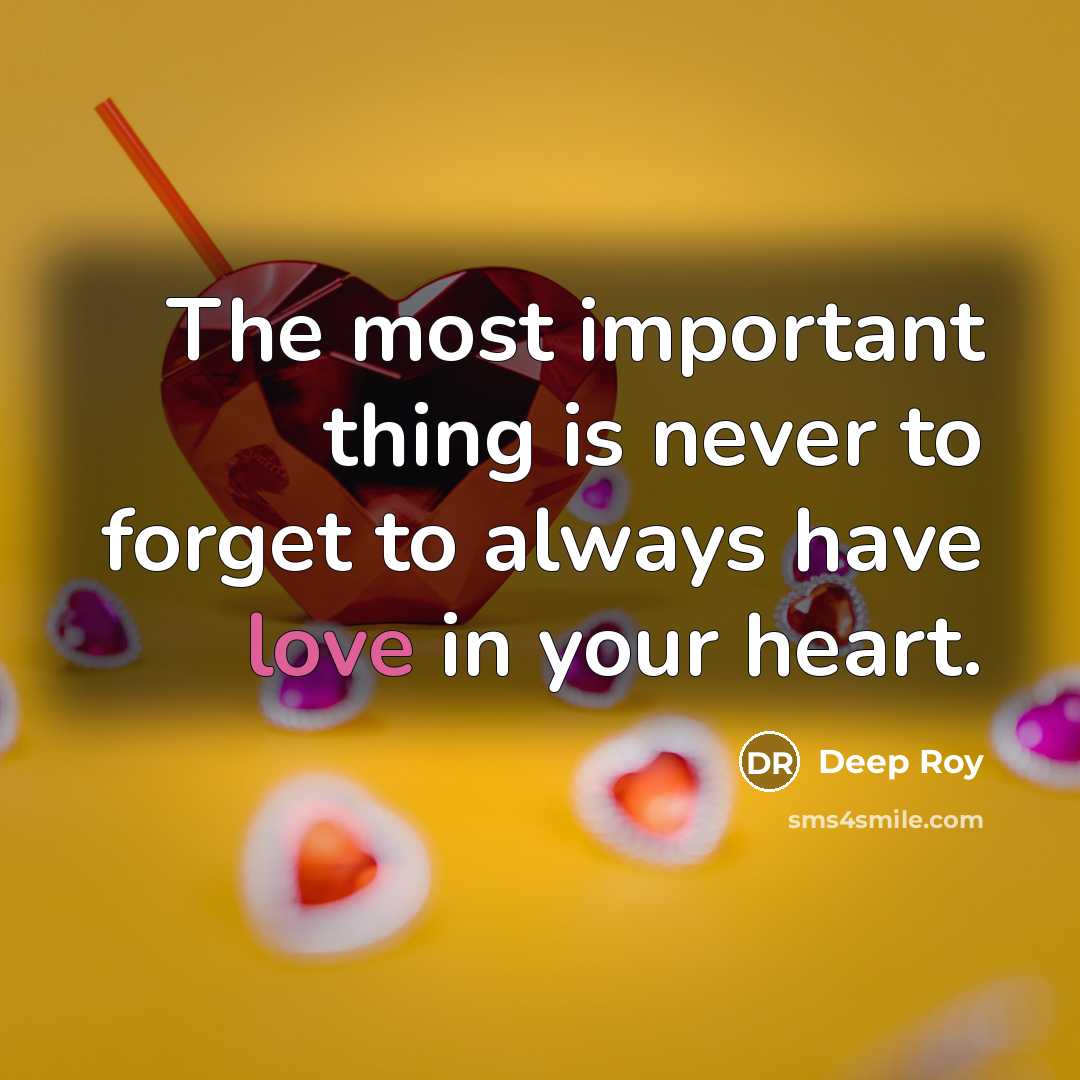“The most important thing is never to forget to always have love in your heart.” quote by Deep Roy