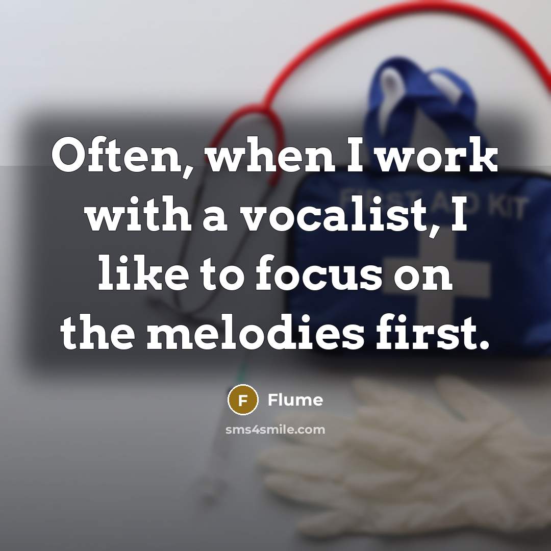 “Often, when I work with a vocalist, I like to focus on the melodies first.” quote by Flume