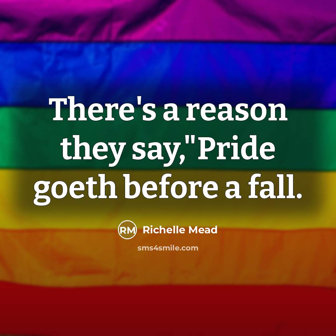 “There's a reason they say,"Pride goeth before a fall.” quote by Richelle Mead