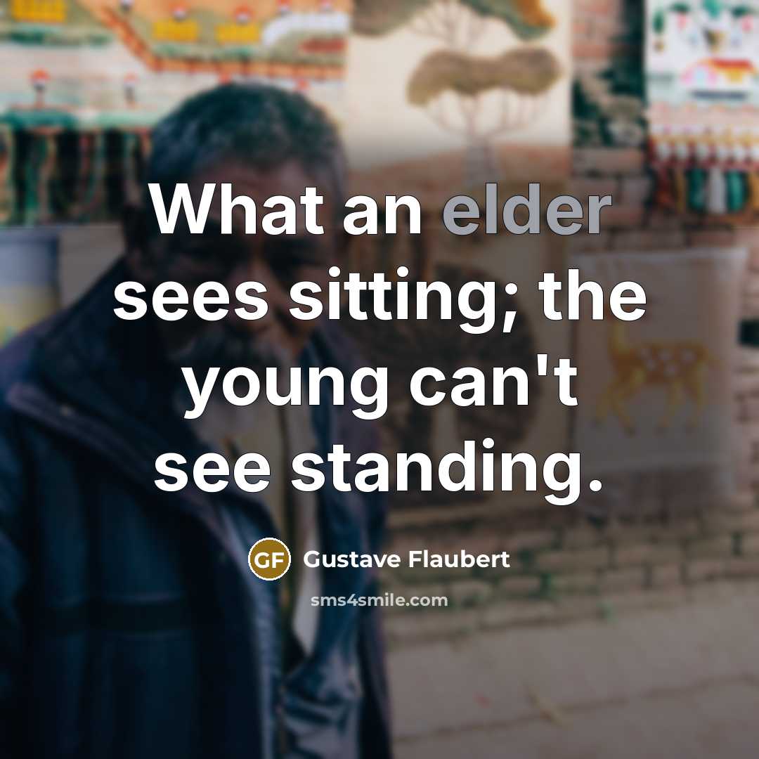 “What an elder sees sitting; the young can't see standing.” quote by Gustave Flaubert