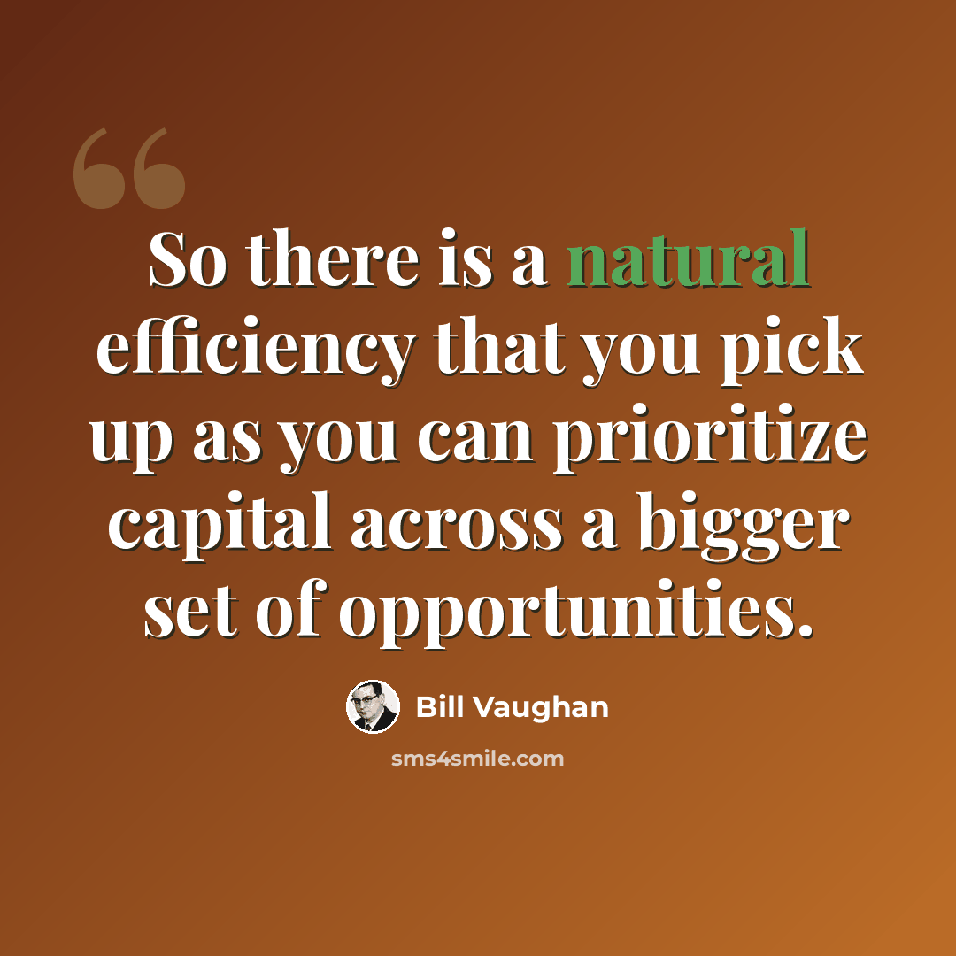 “So there is a natural efficiency that you pick up as you can prioritize capital across a bigger set of opportunities.” quote by Bill Vaughan