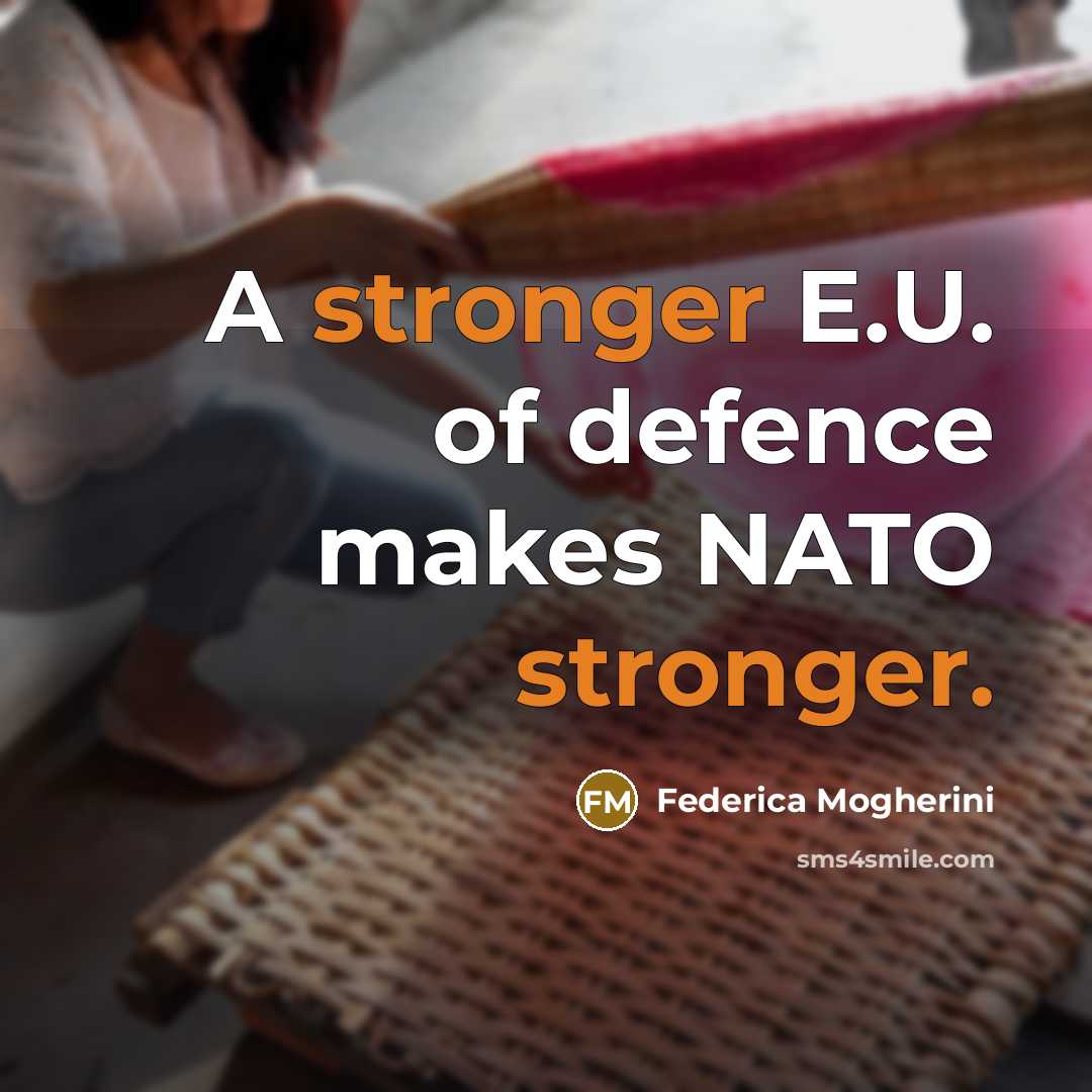 “A stronger E.U. of defence makes NATO stronger.” quote by Federica Mogherini
