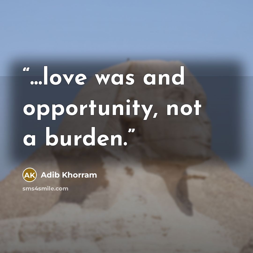 “...love was and opportunity, not a burden.” quote by Adib Khorram