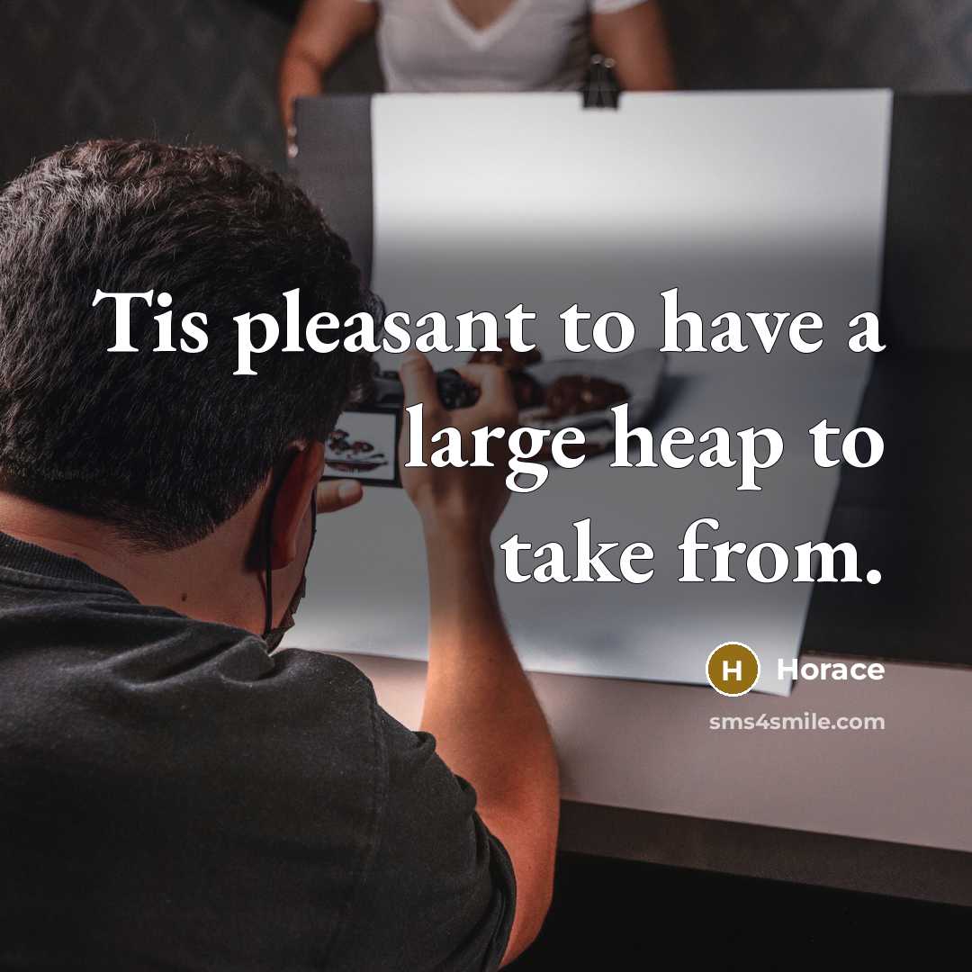 “Tis pleasant to have a large heap to take from.” quote by Horace