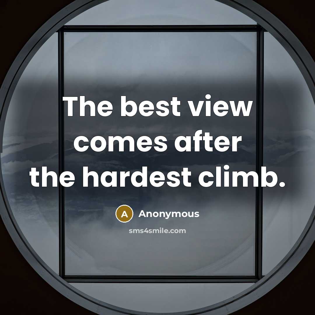 “The best view comes after the hardest climb.” quote by Anonymous