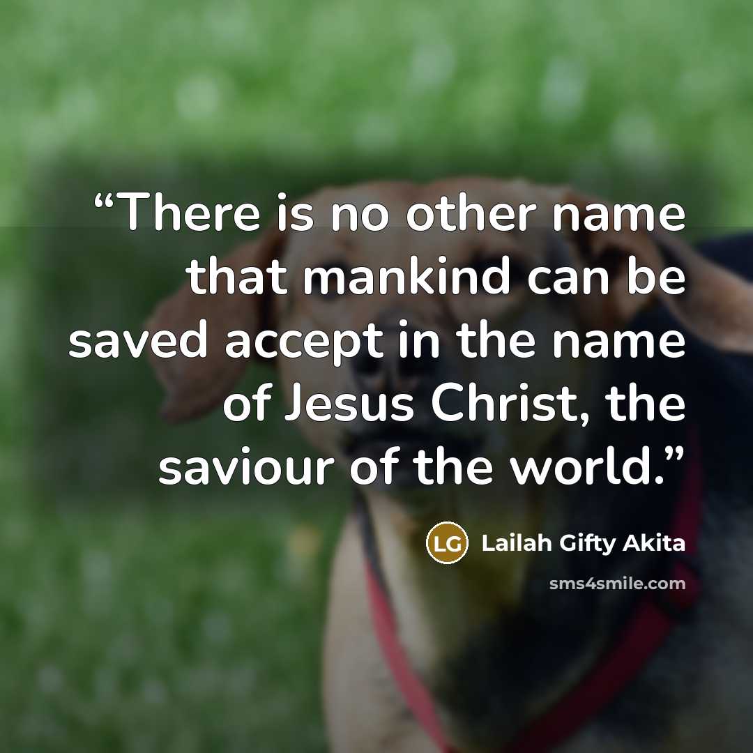 “There is no other name that mankind can be saved accept in the name of Jesus Christ, the saviour of the world.” quote by Lailah Gifty Akita