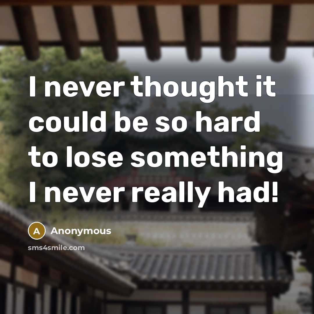 “I never thought it could be so hard to lose something I never really had!” quote by Anonymous