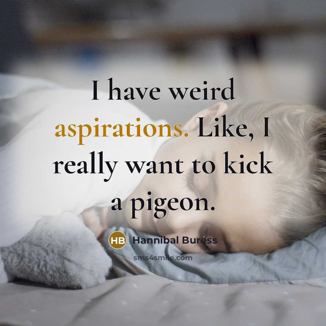 “I have weird aspirations. Like, I really want to kick a pigeon.” quote by Hannibal Buress