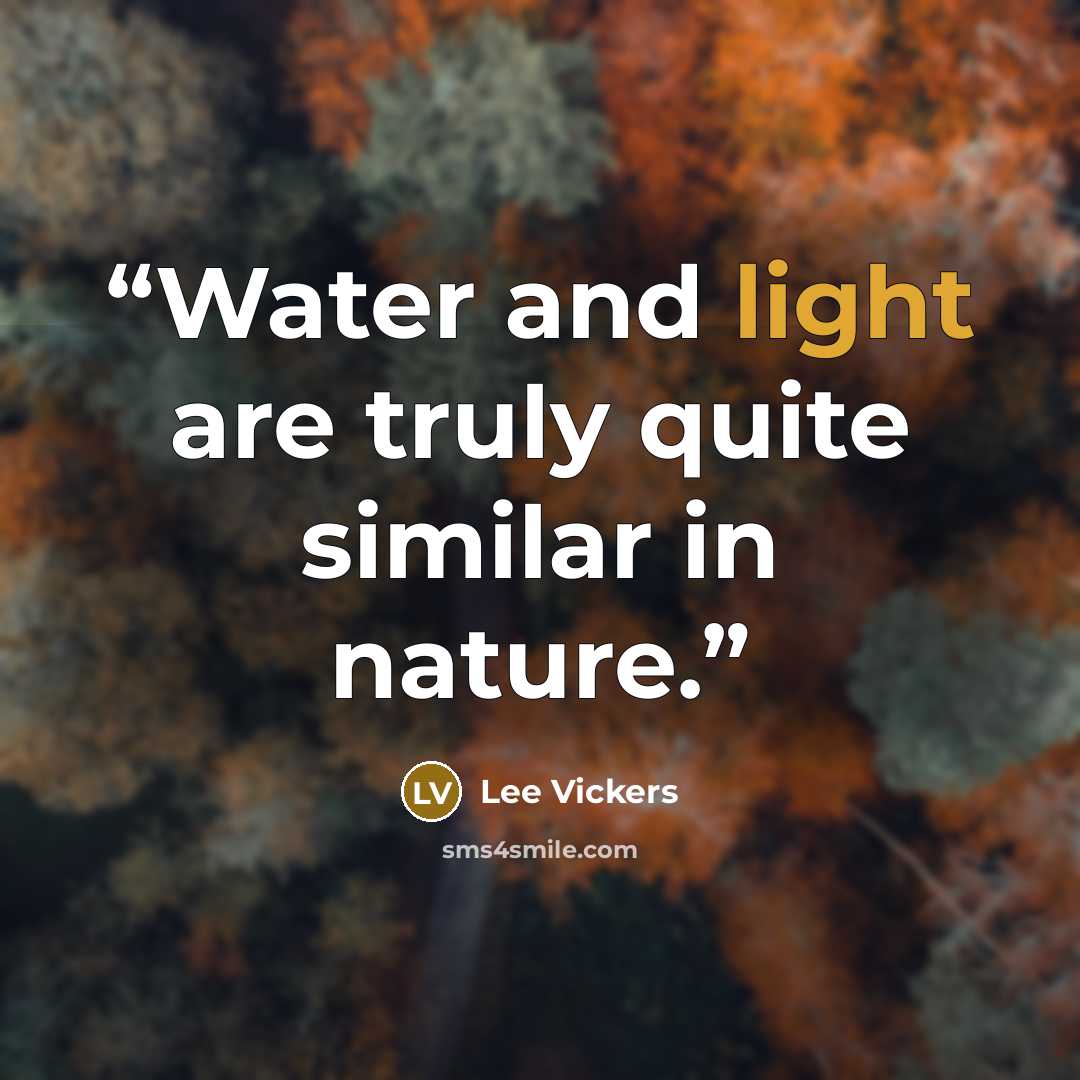 “Water and light are truly quite similar in nature.” quote by Lee Vickers