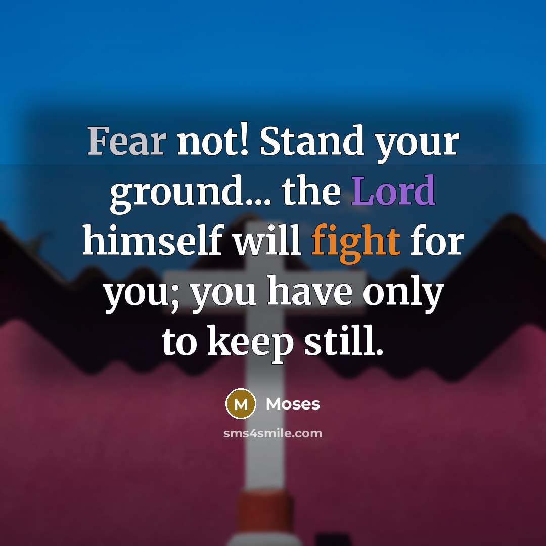 “Fear not! Stand your ground... the Lord himself will fight for you; you have only to keep still.” quote by Moses