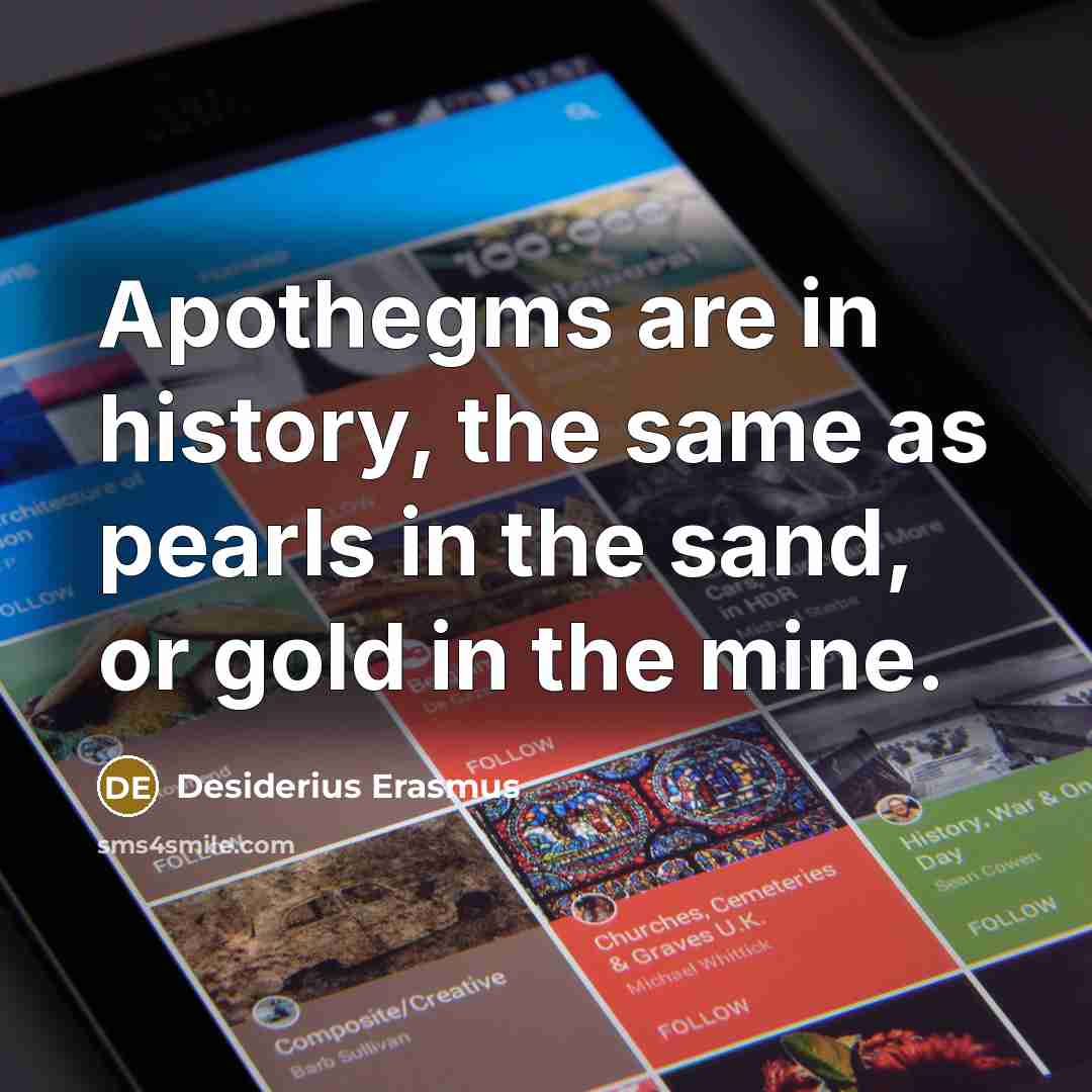 “Apothegms are in history, the same as pearls in the sand, or gold in the mine.” quote by Desiderius Erasmus