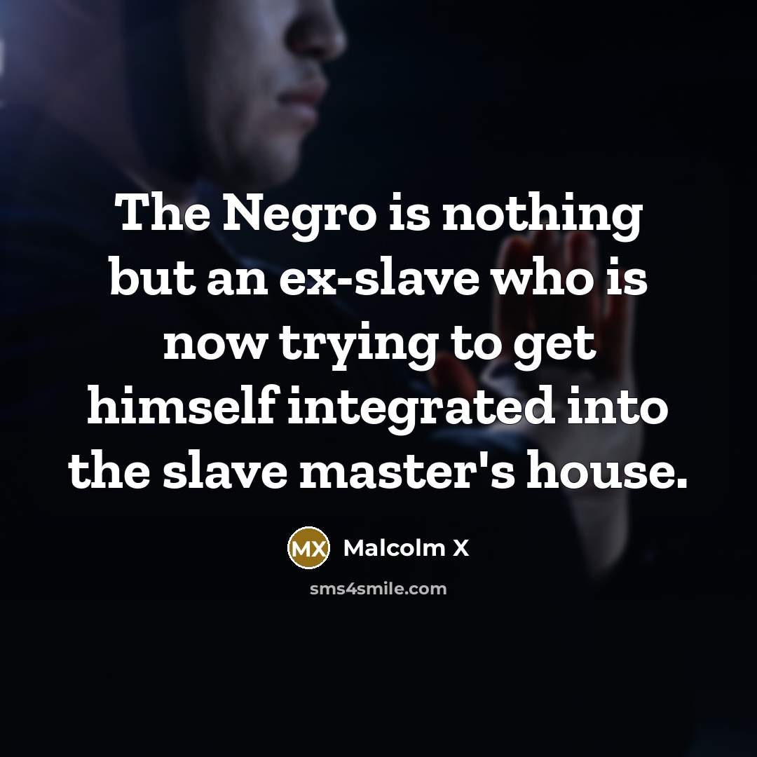 “The Negro is nothing but an ex-slave who is now trying to get himself integrated into the slave master's house.” quote by Malcolm X