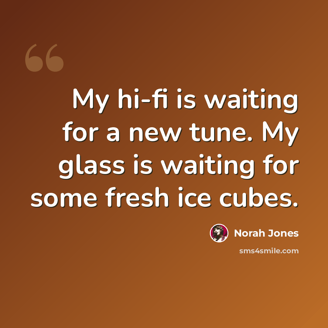“My hi-fi is waiting for a new tune. My glass is waiting for some fresh ice cubes.” quote by Norah Jones