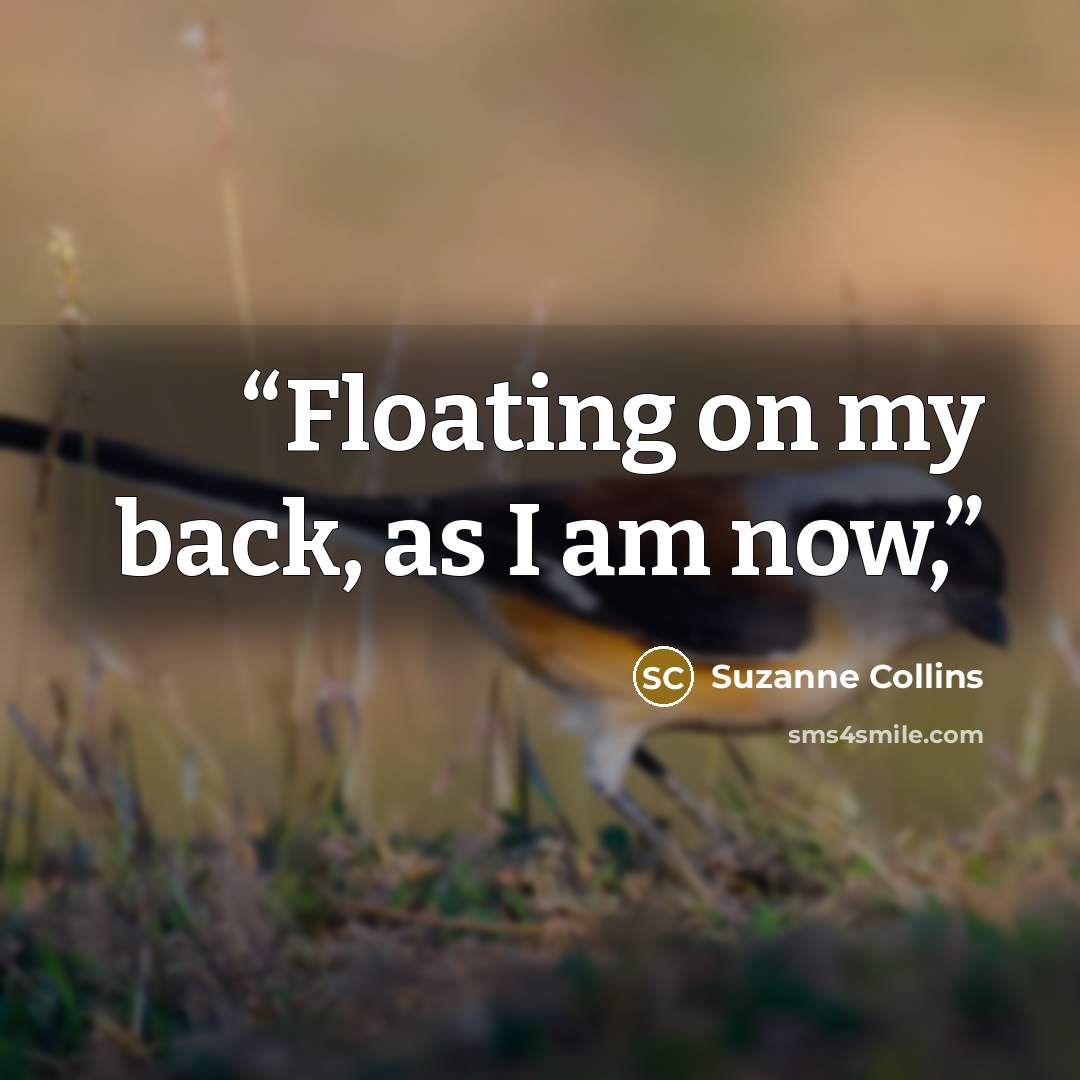“Floating on my back, as I am now,” quote by Suzanne Collins