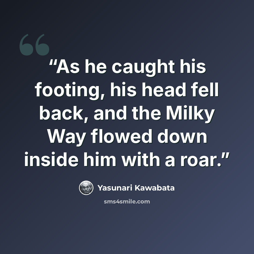 “As he caught his footing, his head fell back, and the Milky Way flowed down inside him with a roar.” quote by Yasunari Kawabata