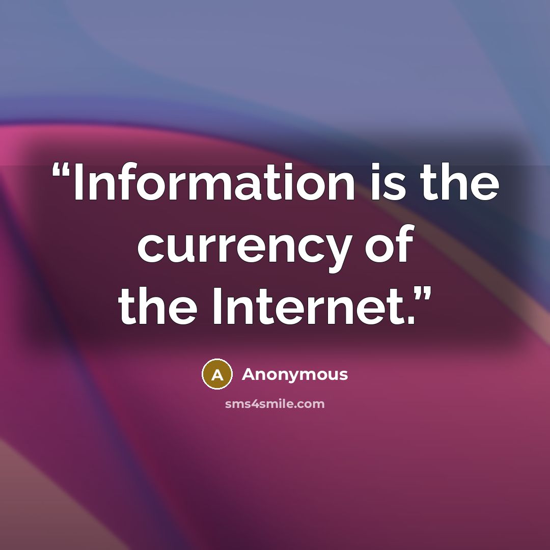 “Information is the currency of the Internet.” quote by Anonymous